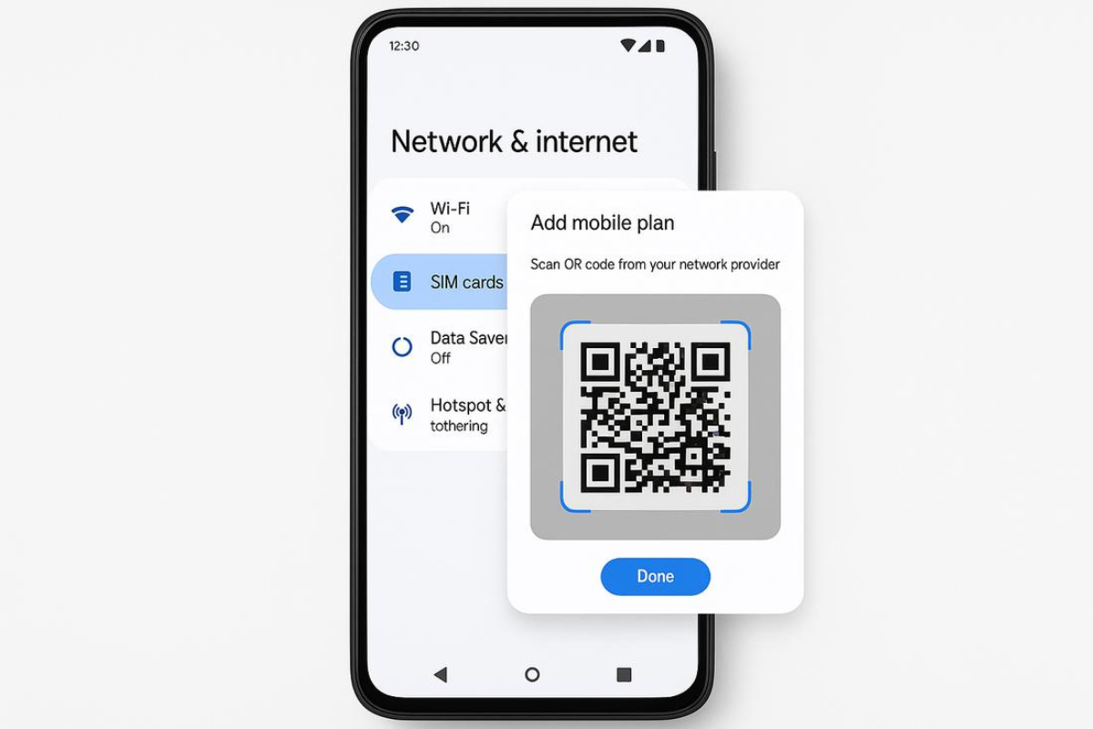 cara mengaktifkan esim pada smartphone dengan kode qr